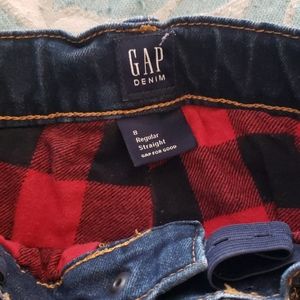 Gap jeans- fully lined with red and black plaid fl
